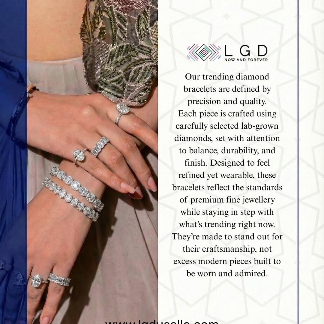 Subtle. Powerful. Unmistakably refined.

LGD lab-grown diamond bracelets are designed for everyday luxury perfectly matched stones, precision setting, and brilliance that moves with you. Whether layered or worn solo, each bracelet delivers clean sparkle, modern elegance, and sustainable craftsmanship.

Because true style isn’t loud 
#it’s intentional.

Would you stack it or keep it minimal?

Explore more at www.lgdusallc.com

#LGDUSA
#LabGrownDiamonds
#DiamondBracelet
#ModernLuxury
SustainableFineJewelry

(lab grown diamond bracelet USA, sustainable diamond jewelry America, certified lab diamond tennis bracelet, modern diamond bracelet for women, ethical luxury jewelry USA, premium lab grown diamonds, fine jewelry bracelets, diamond bracelet collection)